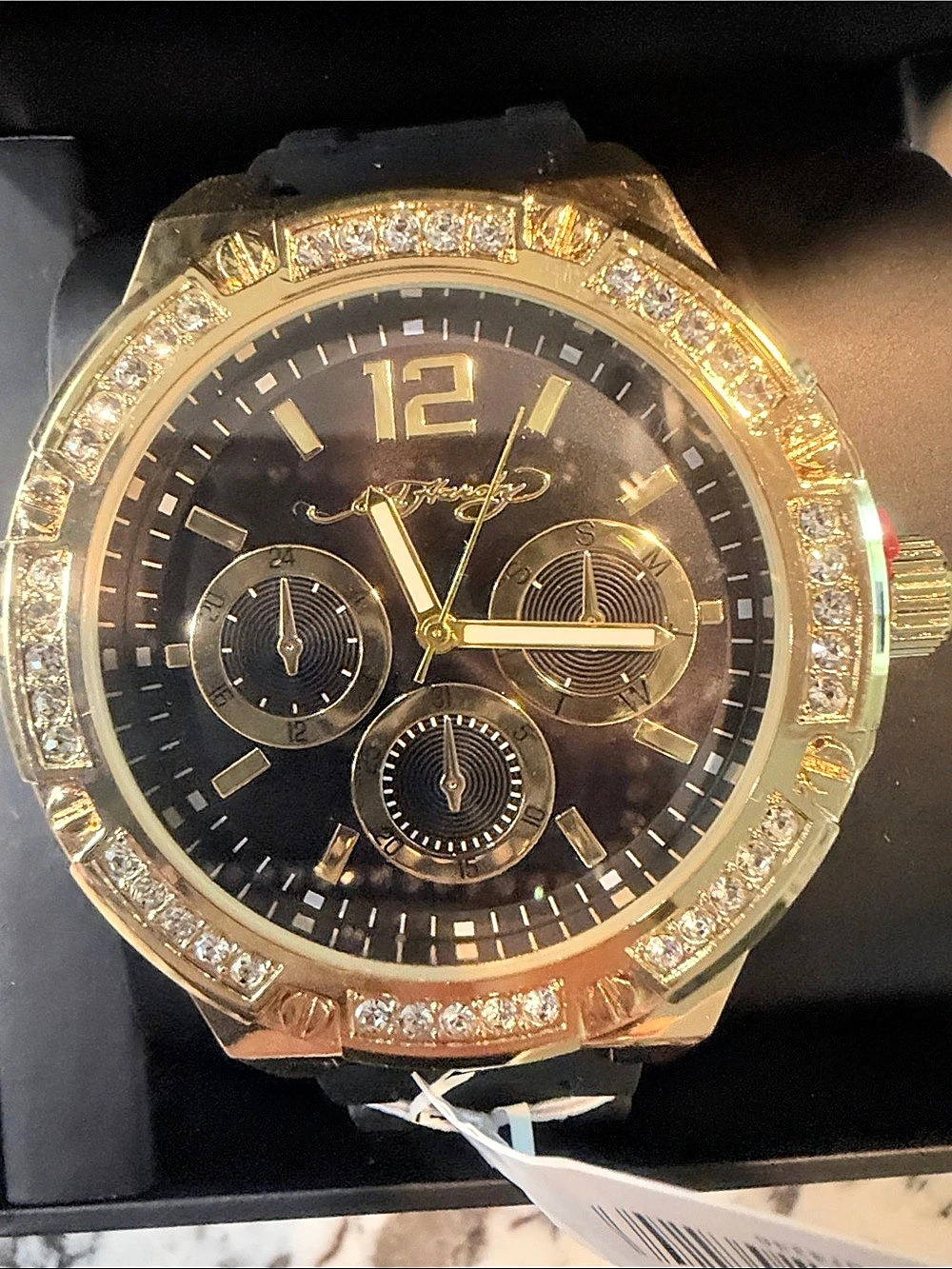 Ed Hardy Gold-Tone Watch Black Dial NWT